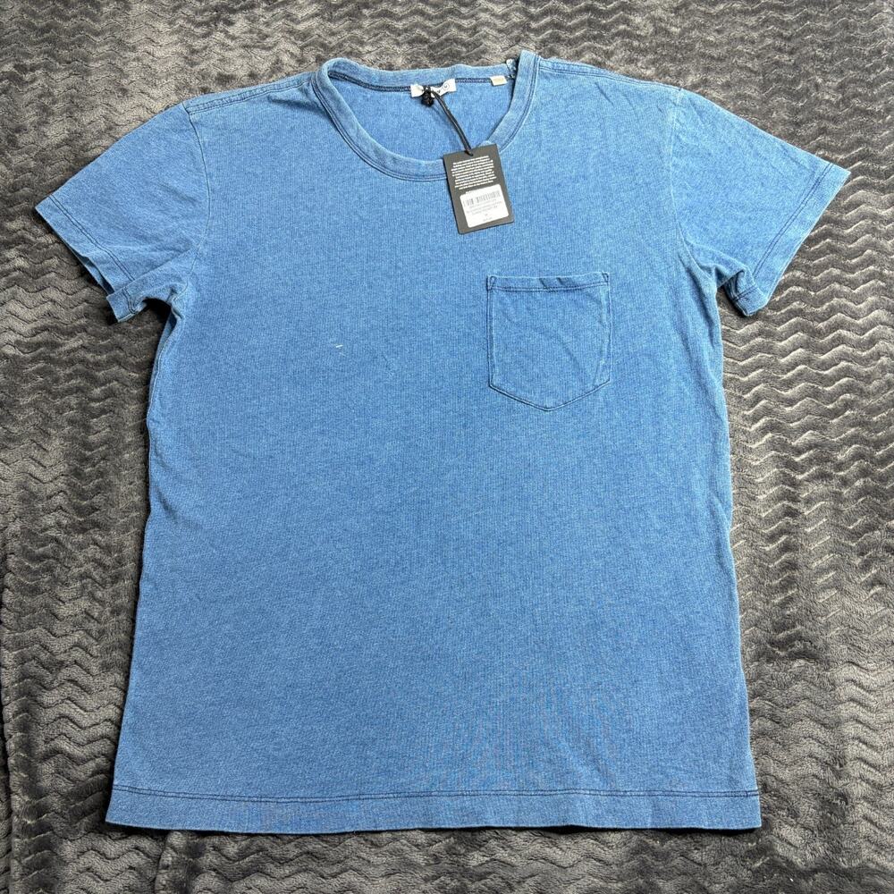 Buck Mason men M012 Indigo Dipped Cotton Classic Pocket Tee Shirt size M NWT